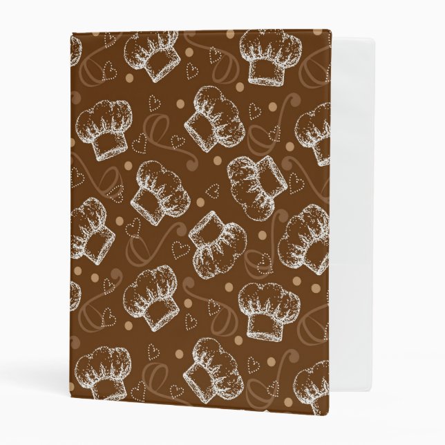 Cooking pattern with chef hat mini binder (Front/Inside)