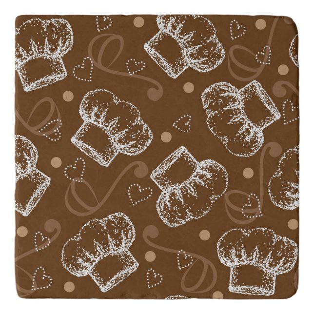 Cooking pattern with chef hat trivet (Front)
