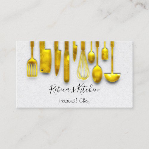 Cooking Personal Chef Restaurant Catering 3D Gold Business Card