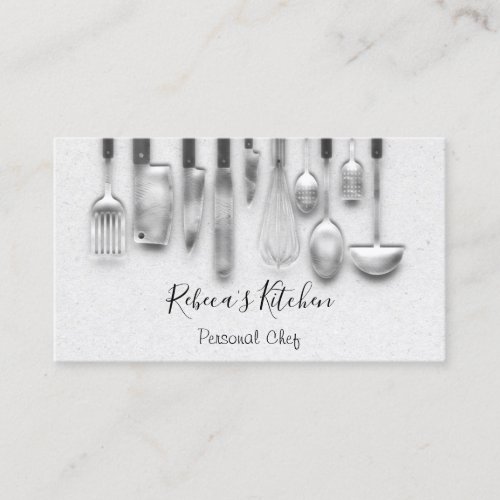 Cooking Personal Chef Restaurant Catering 3D Gray Business Card