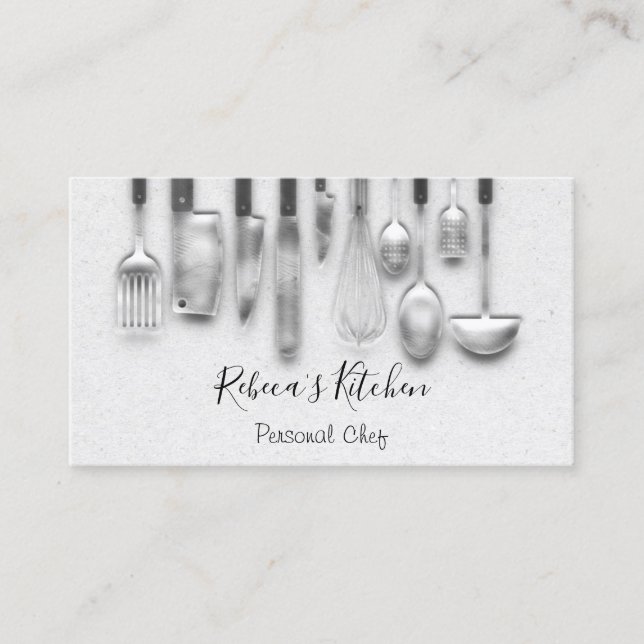 Cooking Personal Chef Restaurant Catering 3D Gray Business Card (Front)