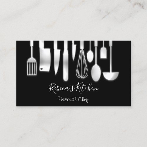 Cooking Personal Chef Restaurant Catering Black Business Card