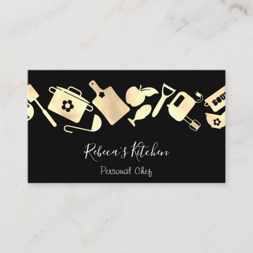 Cooking Personal Chef Restaurant Catering Black  Business Card