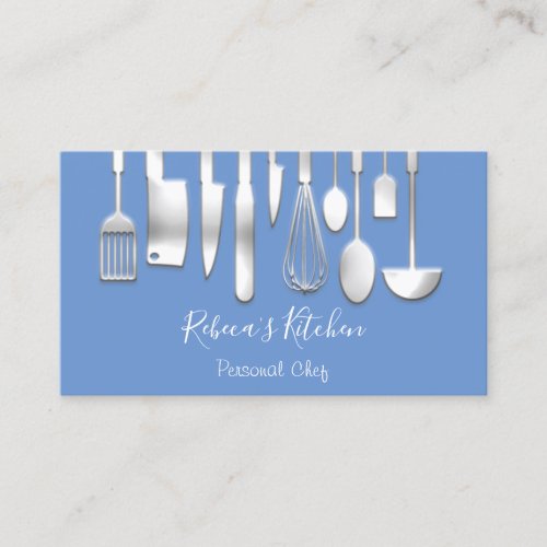 Cooking Personal Chef Restaurant Catering Blue Business Card