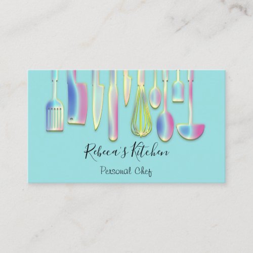 Cooking Personal Chef Restaurant Catering Blue Business Card