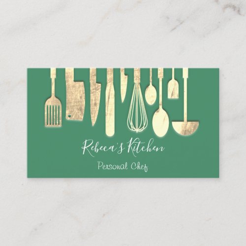Cooking Personal Chef Restaurant Catering Green Business Card
