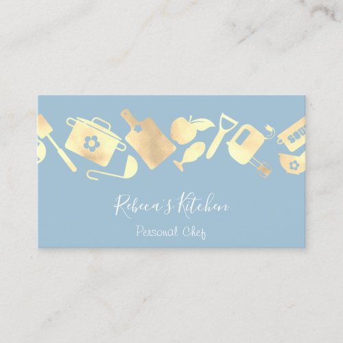 Cooking Personal Chef Restaurant Catering Logo Blu Business Card