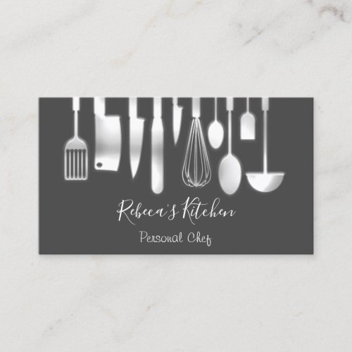 Cooking Personal Chef Restaurant Catering Metallic Business Card