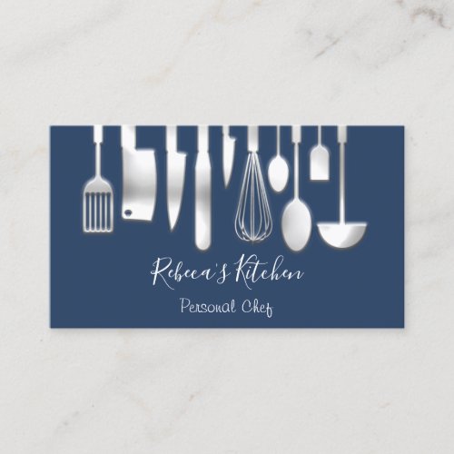 Cooking Personal Chef Restaurant Catering Navy Business Card