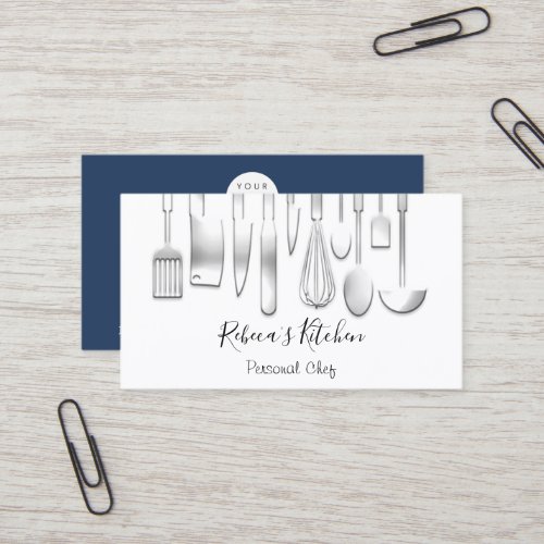 Cooking Personal Chef Restaurant Catering Navy Business Card