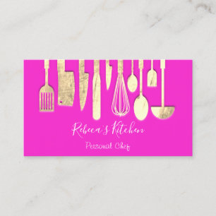 Cooking Personal Chef Restaurant Catering Pink Business Card