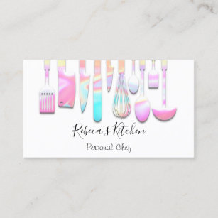 Cooking Personal Chef Restaurant Catering Pink Business Card
