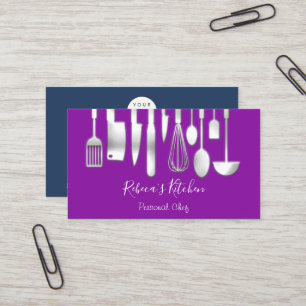 Cooking Personal Chef Restaurant Catering Purple Business Card