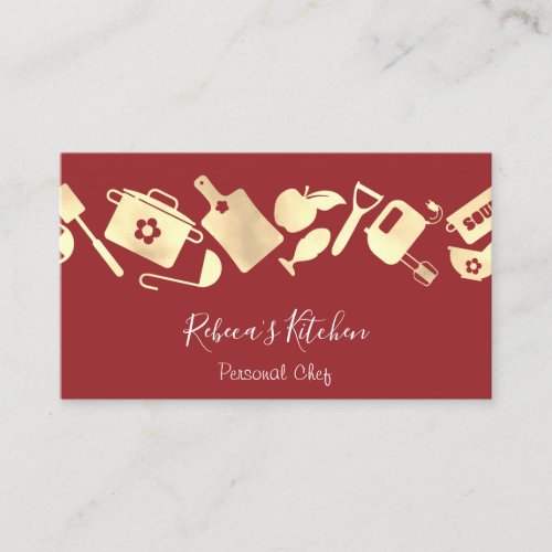 Cooking Personal Chef Restaurant Catering Red Business Card