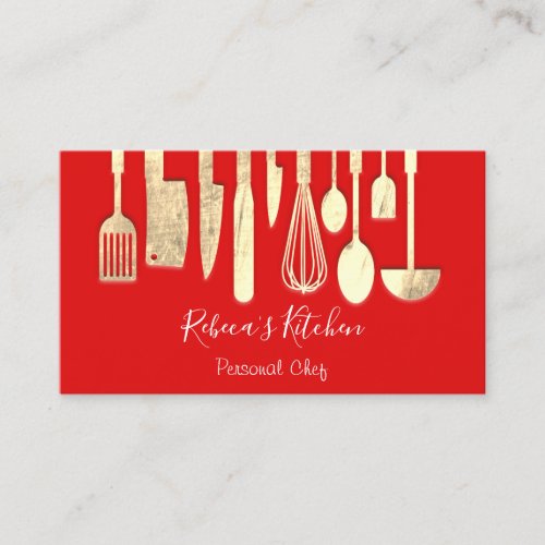 Cooking Personal Chef Restaurant Catering Red Business Card