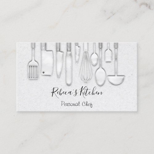Cooking Personal Chef Restaurant Catering Silver Business Card