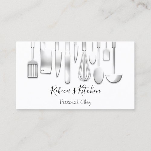 Cooking Personal Chef Restaurant Catering White Business Card