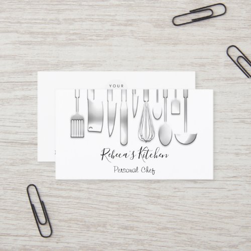 Cooking Personal Chef Restaurant Catering White Business Card