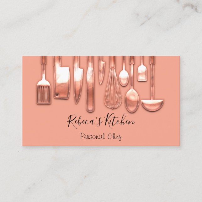 Cooking Personal Chef Restaurant Coral Catering Business Card (Front)