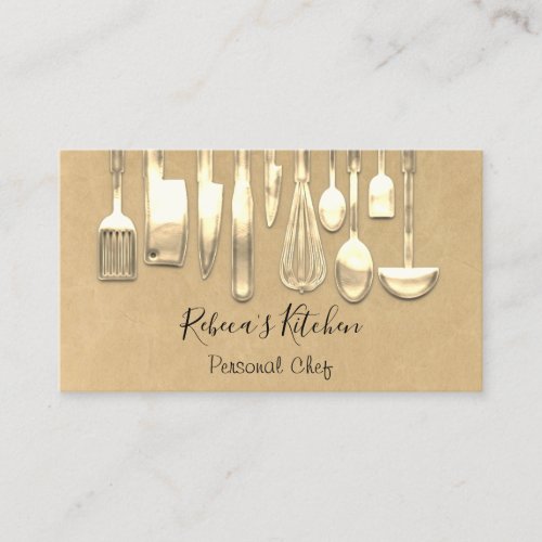 Cooking Personal Chef Restaurant Culinary Gold Business Card