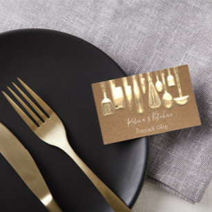 Cooking Personal Chef Restaurant Culinary Gold  Business Card
