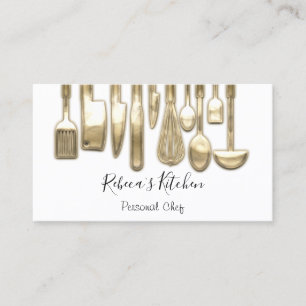 Cooking Personal Chef Restaurant Gold Catering Business Card
