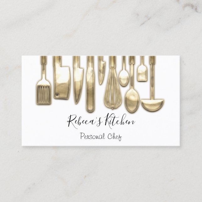 Cooking Personal Chef Restaurant Gold Catering   Business Card (Front)