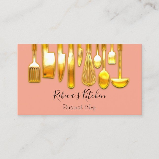 Cooking Personal Chef Restaurant Gold Catering  Business Card (Front)