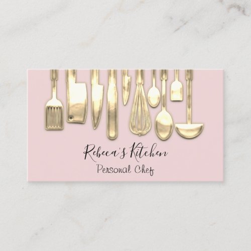 Cooking Personal Chef Restaurant Golden Knife Rose Business Card