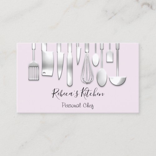 Cooking Personal Chef Restaurant Pink Catering   Business Card