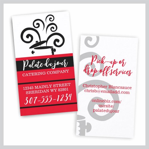 Cooking pot big curly steam chef catering busin... business card