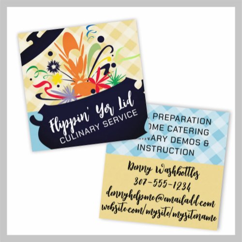 cooking pot flavor burst chef catering business ca business cards