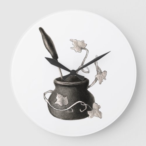 Cooking Pot For Witches Novelty Design Spoon Spook Large Clock