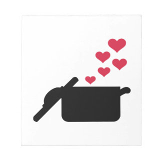 Cooking pot red hearts notepad