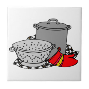 Cooking Pot & Strainer Ceramic Tile