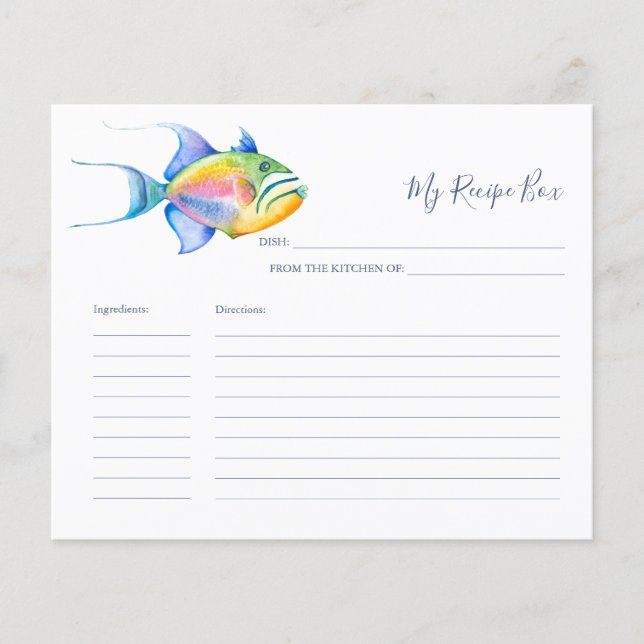 Cooking Recipe Cards Colorful Tropical Fish (Front)