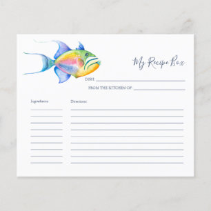 Cooking Recipe Cards Colorful Tropical Fish