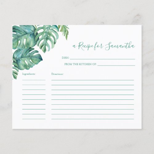 Cooking Recipe Cards Tropical Greenery