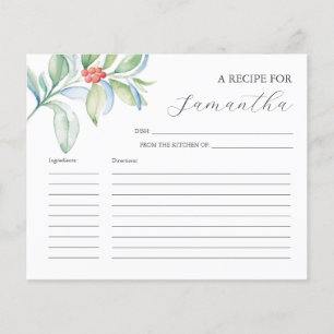 Cooking Recipe Cards Watercolor Christmas