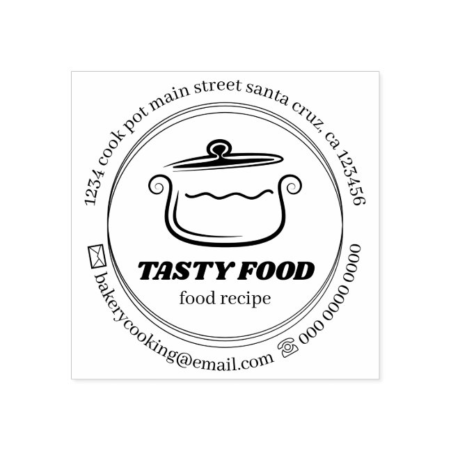 Cooking Recipes Food Rubber Stamp
