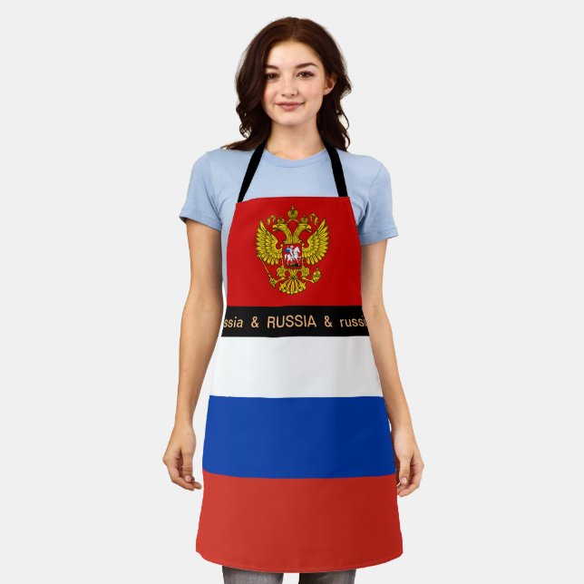 Cooking Russia & Russian Flag Chefs kitchen Apron (Worn)