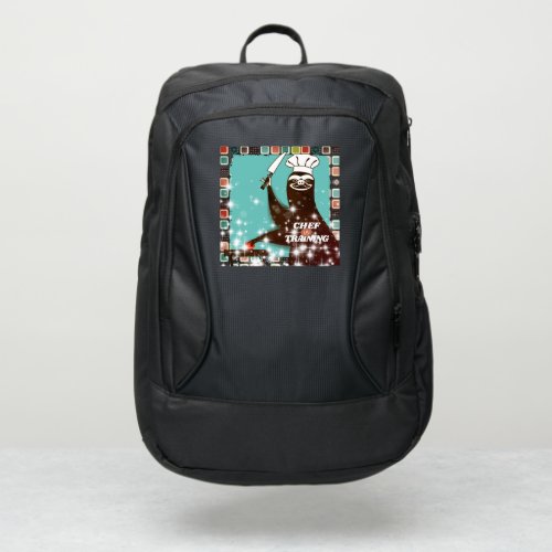 Cooking sloth chef personalized portable kitchen port authority backpack