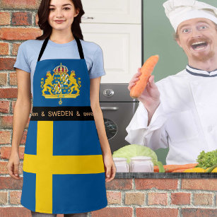 Cooking Sweden & Swedish Flag Chefs kitchen Apron