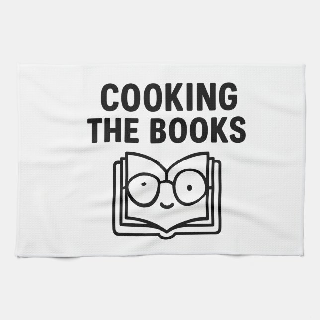 Cooking the Books - Funny Accounting Pun Kitchen Towel (Horizontal)