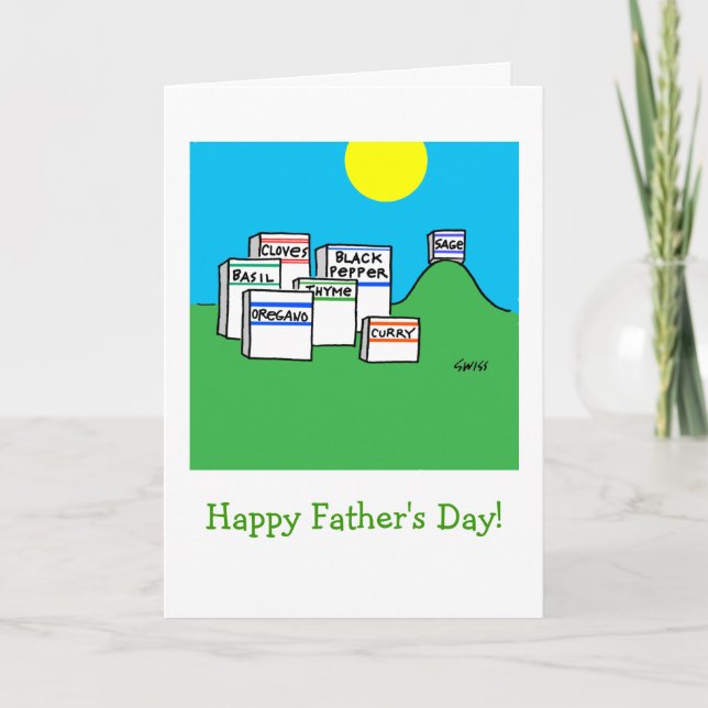 Cooking Theme Humorous Fathers Day Spices Cartoon Card (Front)