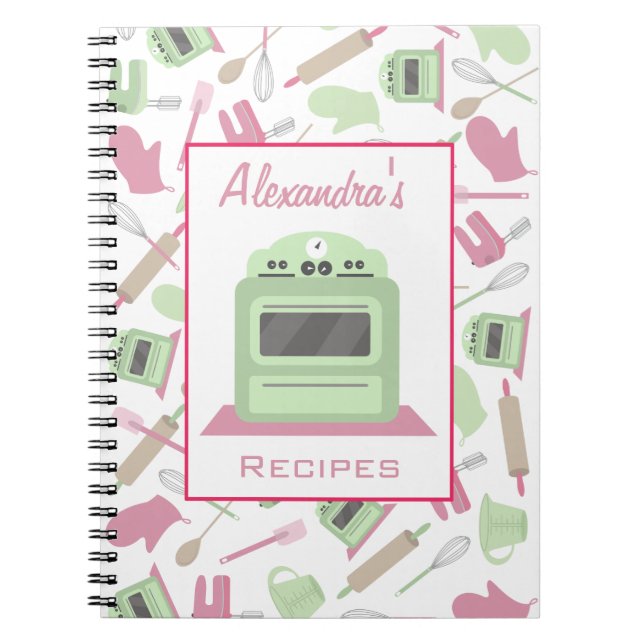Cooking Themed Pattern Recipe Notebook (Front)