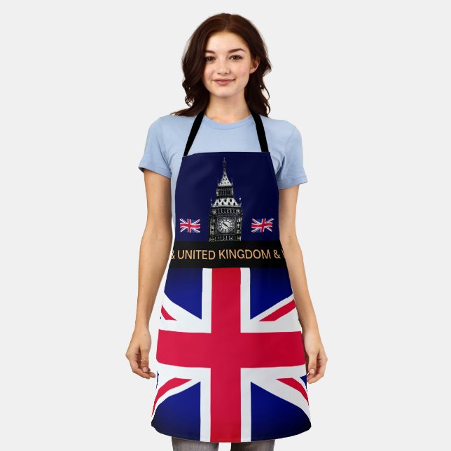 Cooking UK & British Flag, Big Ben Chefs kitchen Apron (Worn)