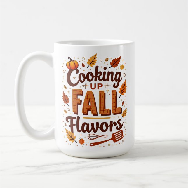 Cooking Up Fall Flavors Autumn Kitchen Design Coffee Mug (Left)