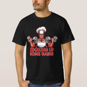 Cooking Up Some Gains - Funny Chef Bodybuilder T-Shirt