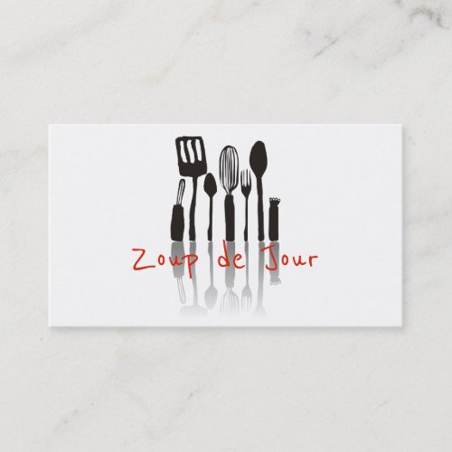 Cooking utensils chef catering business cards